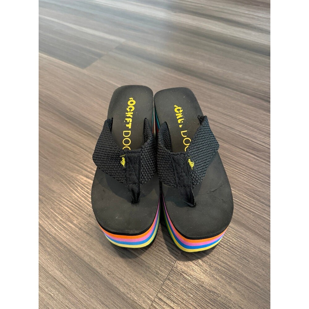 VINTAGE 90s/Y2K Rocket Dog Crush Rainbow Platform Sandals sz 6 - Picture 4 of 5